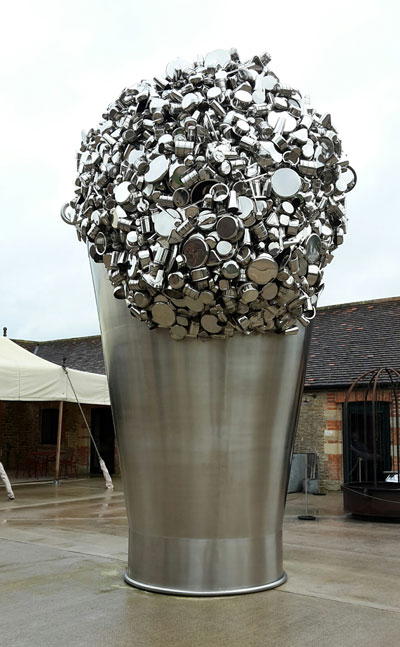 Over flowing scrapp metal bin artwork