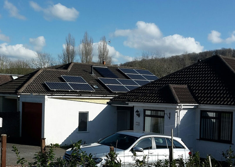 Solar thermal and Solar PV panels on a bungalow