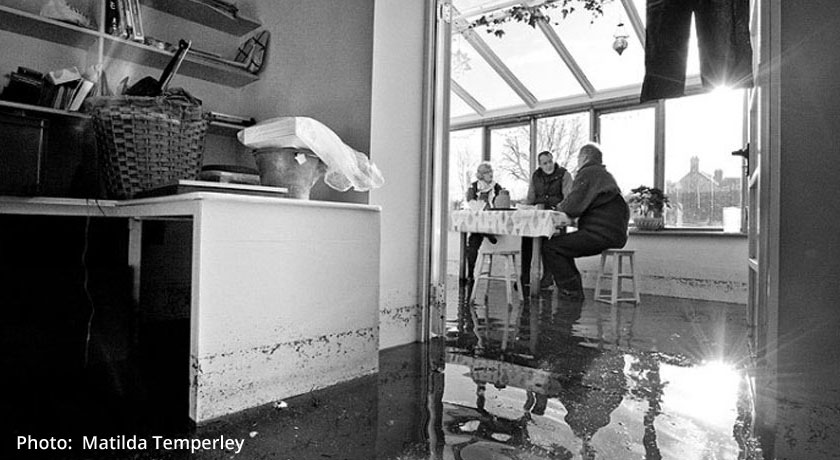 Somerset floods: couple in flooded conservatory
