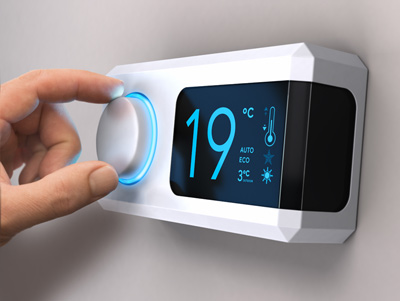 Room thermostat set to 19 degrees C