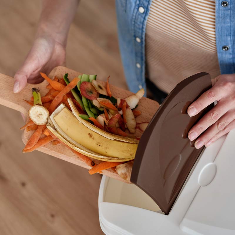 Food scraps going into recycling caddy