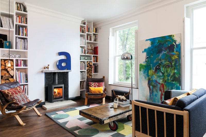 Cosy room with compact wood burning stove