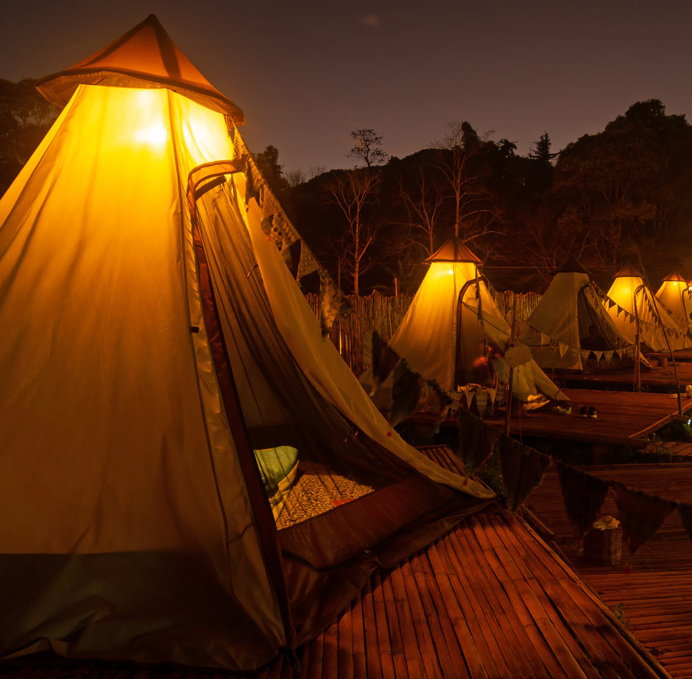 Yurts on glamping site