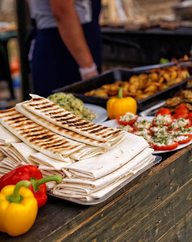 Vegetarian food at a music festival