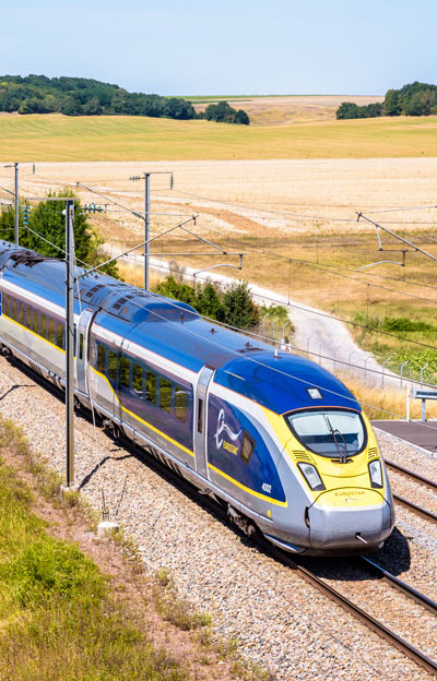 Eurostar train in the countryside