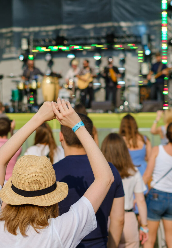 Festival crowd in front of stage.