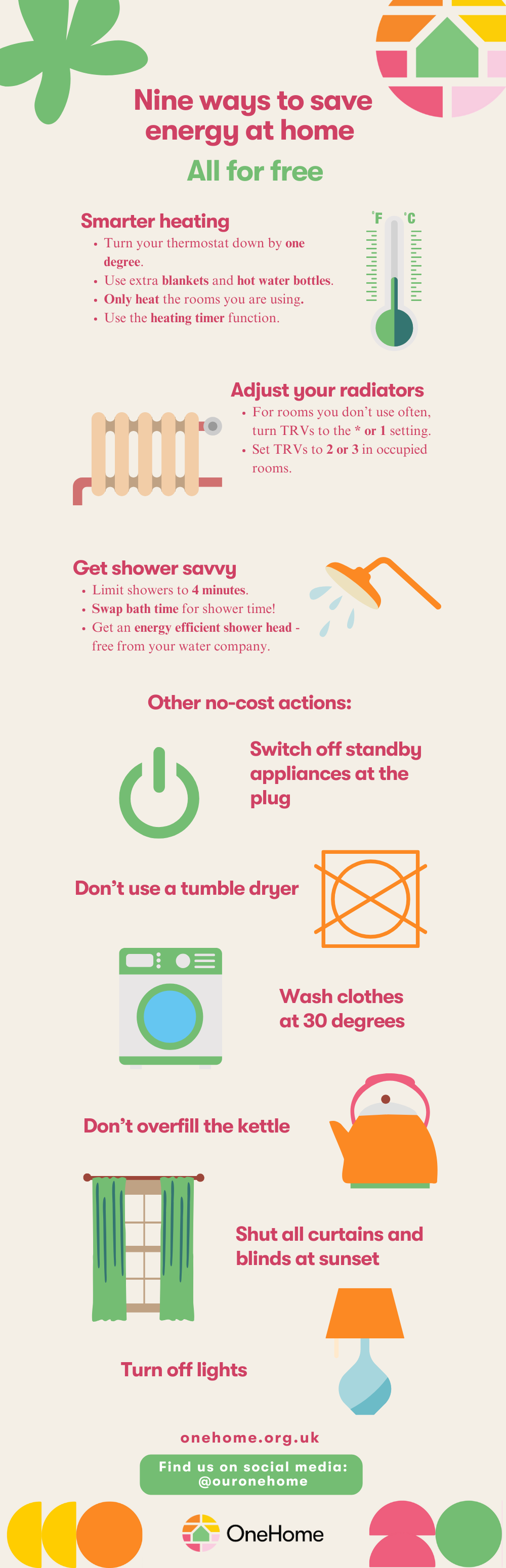 Infographic:  Nine ways to save energy at home - All for free