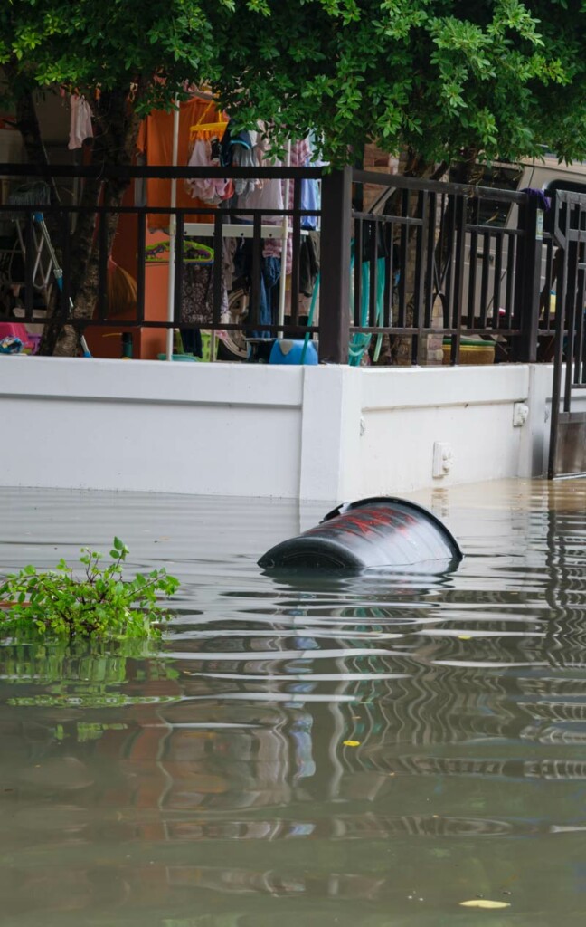 Flooded city street