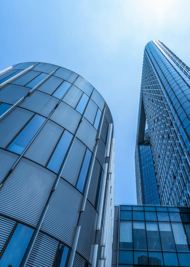 Glass city skyscrapers