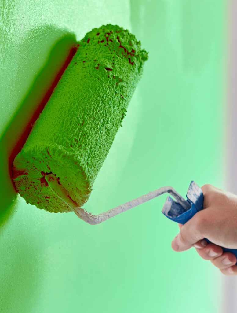 Roller with green paint